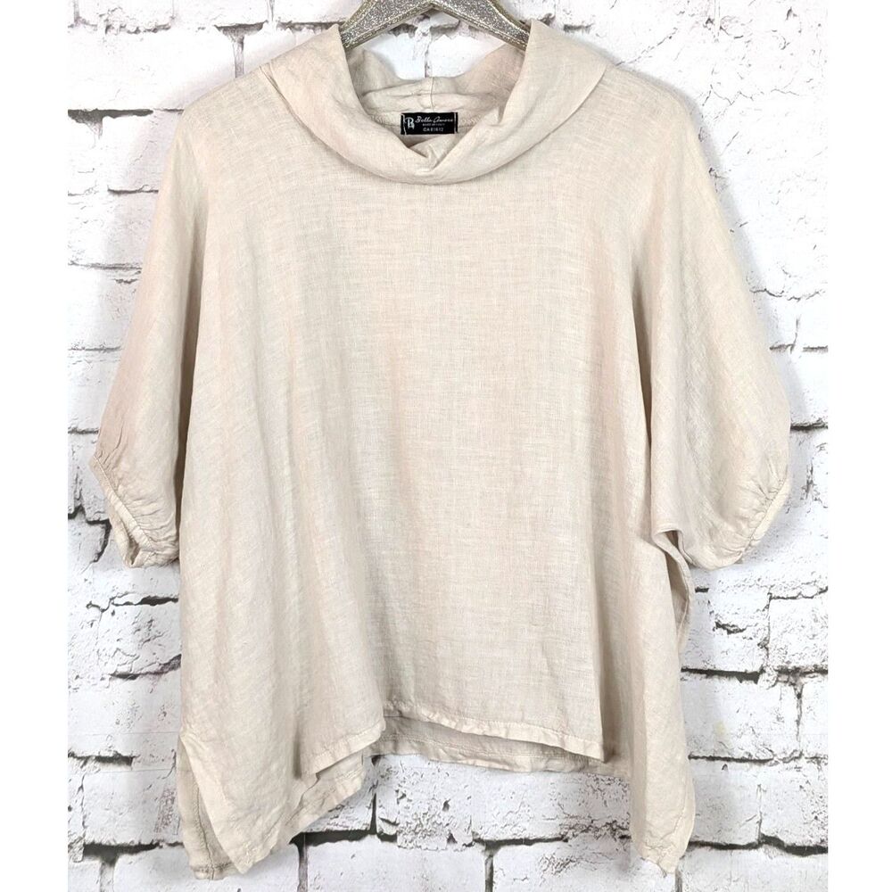 BELLA AMORE Linen Dolman Tunic Minimalist Lagenlook Earthy Hippie Natural S/M